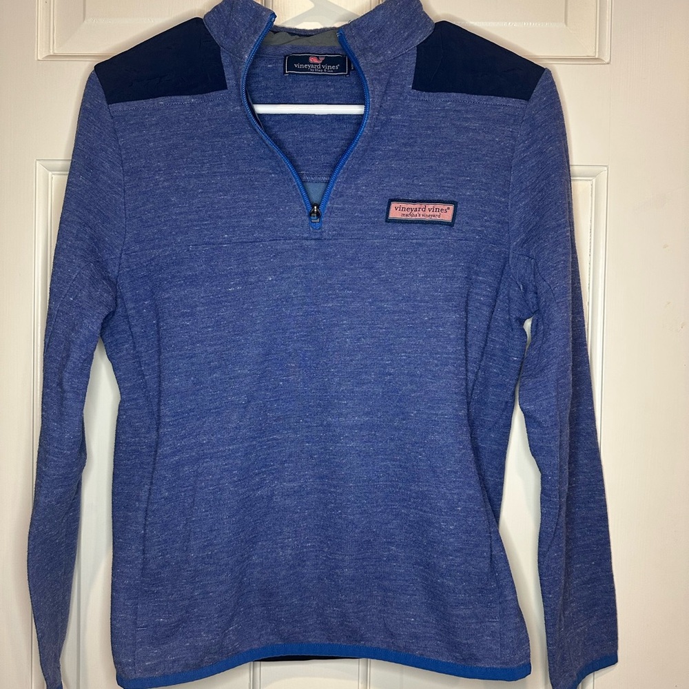 EUC Boys Vineyard Vines Heathered Blue Quarter zip size Large